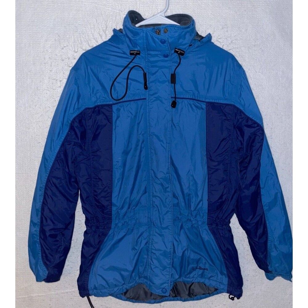 Vintage LL Bean Jacket Womens sz S Blue Primaloft Coat Zip Hooded Puffer Winter